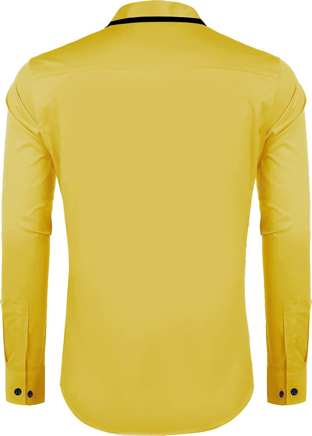 Zombom MenS Solid Cotton Blend Regular Fit Full Sleeves Casual Shirt With Spread Collar Shirt For Men Yellow