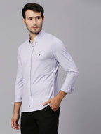 Thomas Scott Mens Solid Slim Fit Casual Shirt with Button Down and Full Sleeve Purple