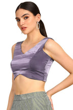Soch Womens Lavender V-Neck Princess Line Tissue Padded Blouse