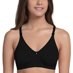 Enamor A055 Stretch Cotton Comfort Shaper With Detachable Straps T-Shirt Bra - Non-Padded Wirefree High Coverage - Black