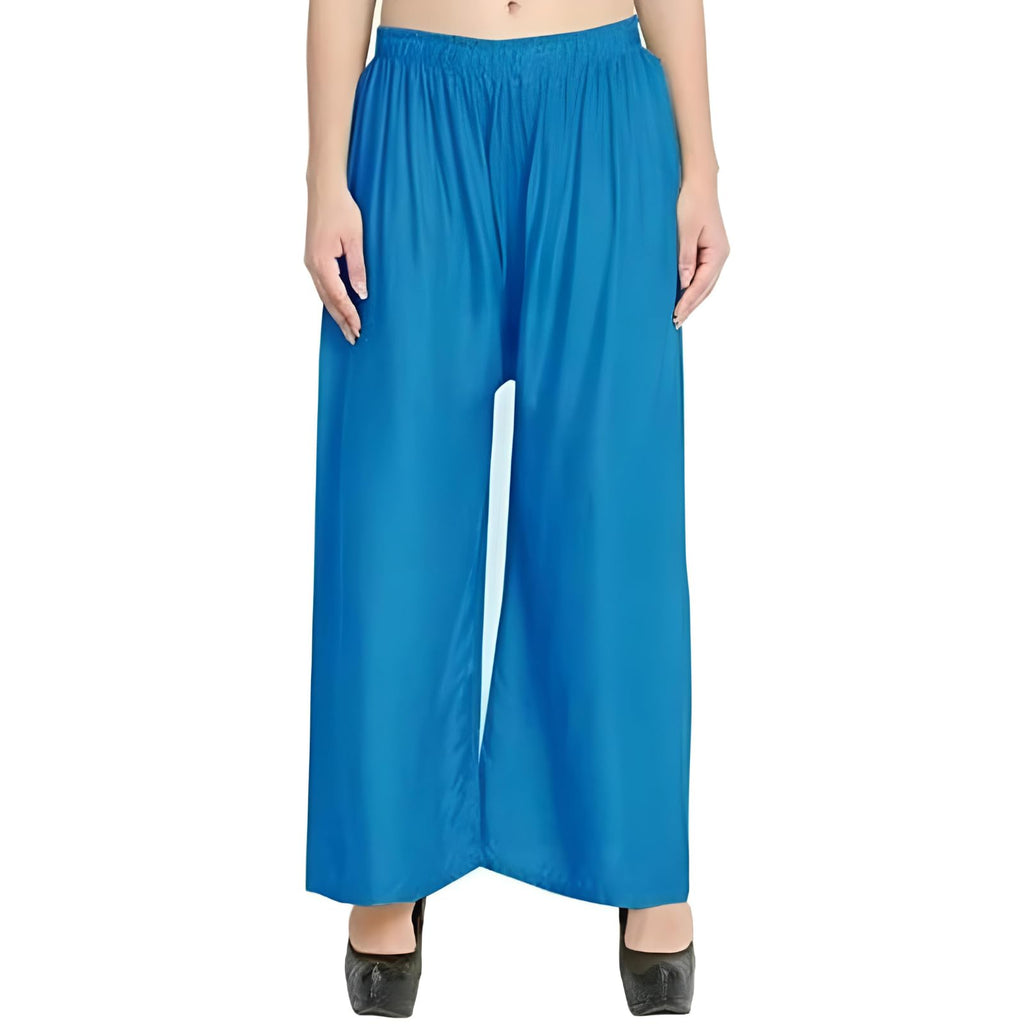 Fashion Gallery WomenS Rayon Relaxed Fit Palazzo Pants With Full Length Pull On Closure And Elasticated Flexible Waist|Palazzo 