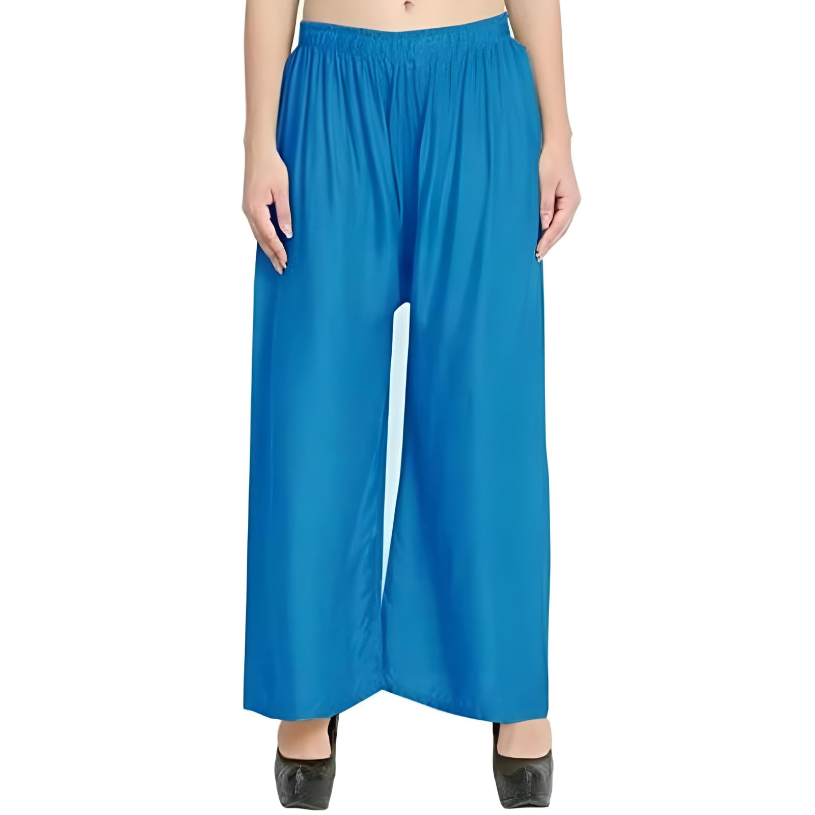 Fashion Gallery WomenS Rayon Relaxed Fit Palazzo Pants With Full Length Pull On Closure And Elasticated Flexible Waist|Palazzo 