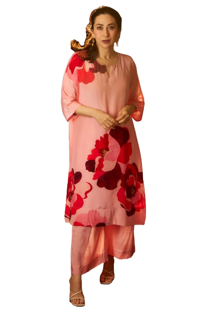 Gosriki Women'S Cotton Blend Regular Length Printed Co-Ord Set (Ganj Co Pink-Gs_L_Pink_Large)