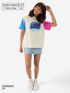 The Souled Store Official Disney: Pixar Monsters Women and Girls Short Sleeve Round Neck Multicolor Graphic Printed Cotton Overs