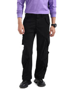 The Indian Garage Co Mens Baggy Mid-Rise Textured Cargo Pants