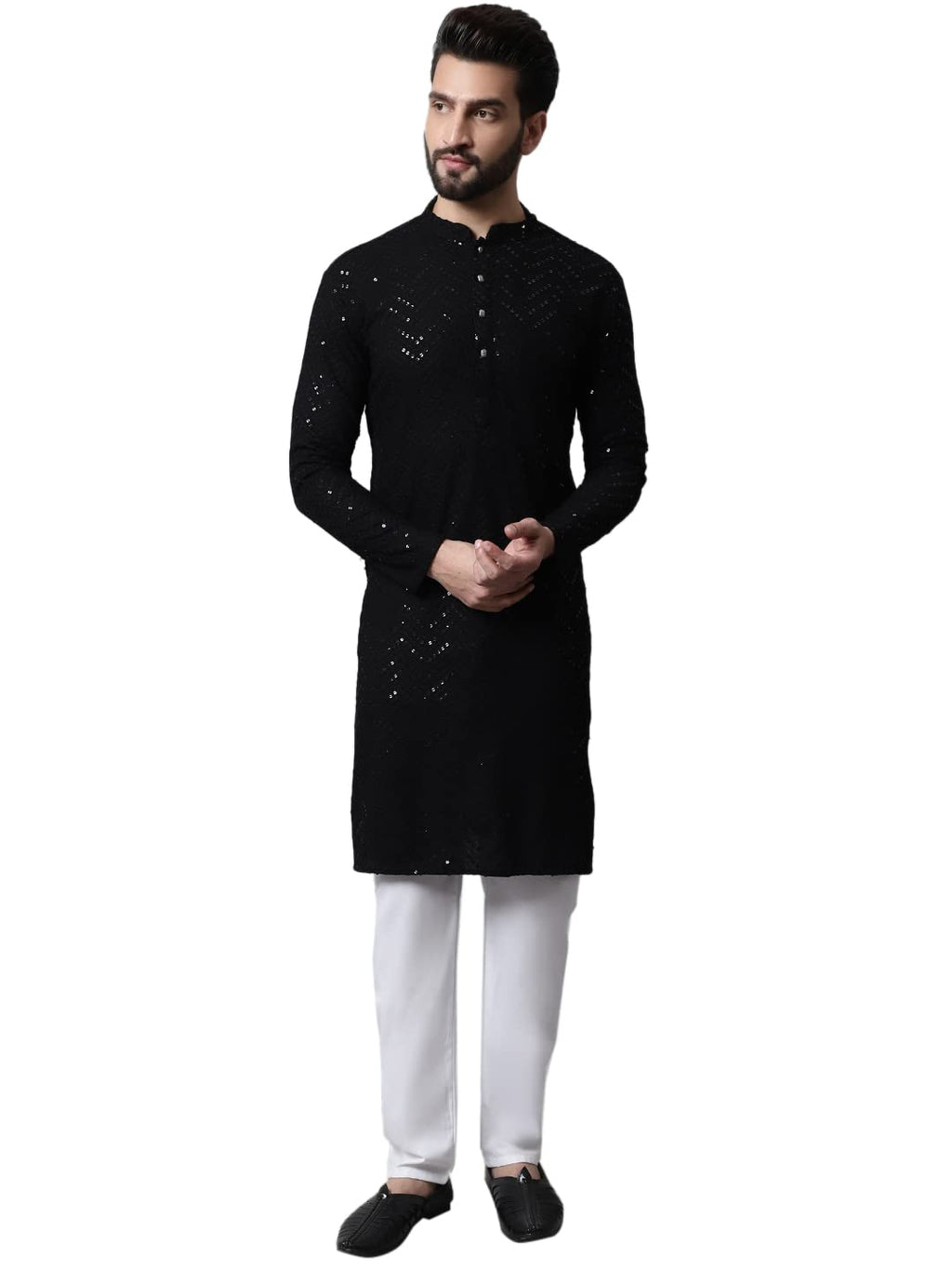 Jompers Mens Embroidered Sequinned Kurta Churidar Set