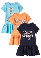 T2F Girls Cotton Printed Knee-Length Casual Dress(Pack of 3)