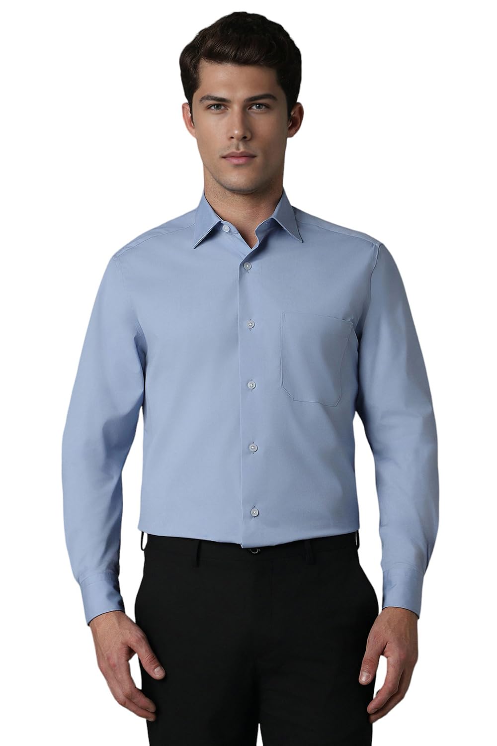 Louis Philippe Men Blue Classic Fit Solid Full Sleeves Formal Shirt