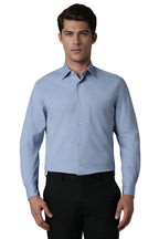 Louis Philippe Men Blue Classic Fit Solid Full Sleeves Formal Shirt