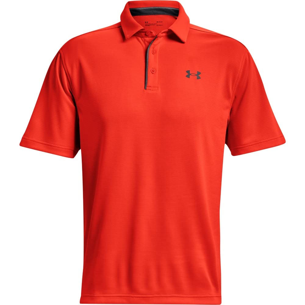 Under Armour Men's Tech Golf Polo, Phoenix Fire (296)/Pitch Gray, Large