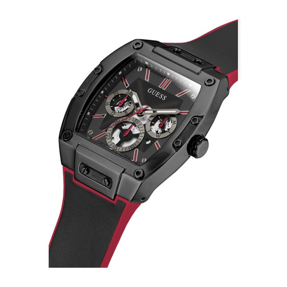 GUESS Mens 43mm Watch - Blue Strap Blue Dial Brown Case