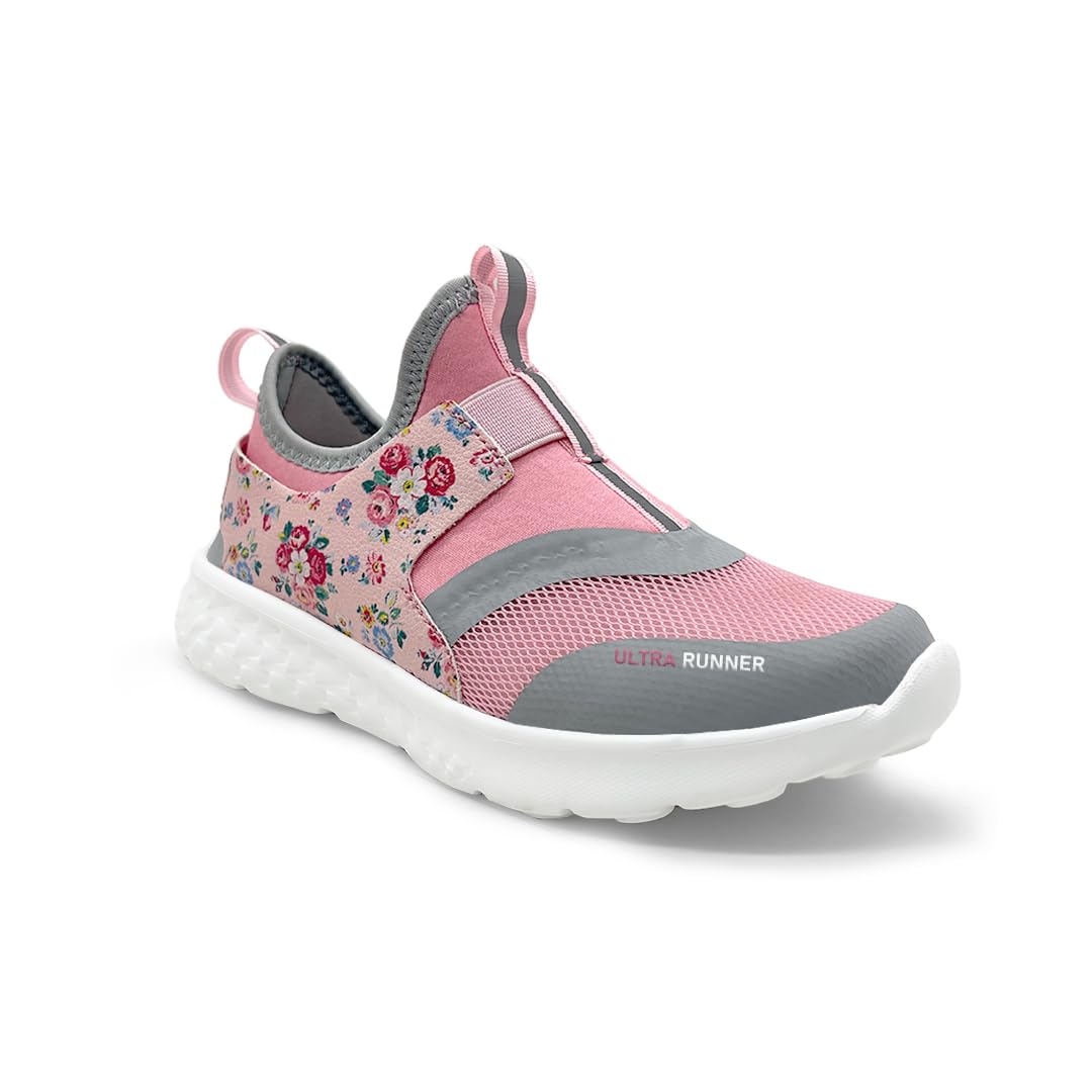 Kazarmax Kids Girls Peach Floral Ultra Runner Shoes  11.5 Kids Uk 11
