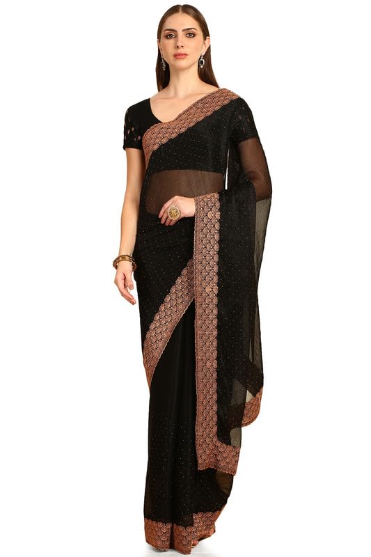 Soch Women Embellished Chiffon Saree with Work