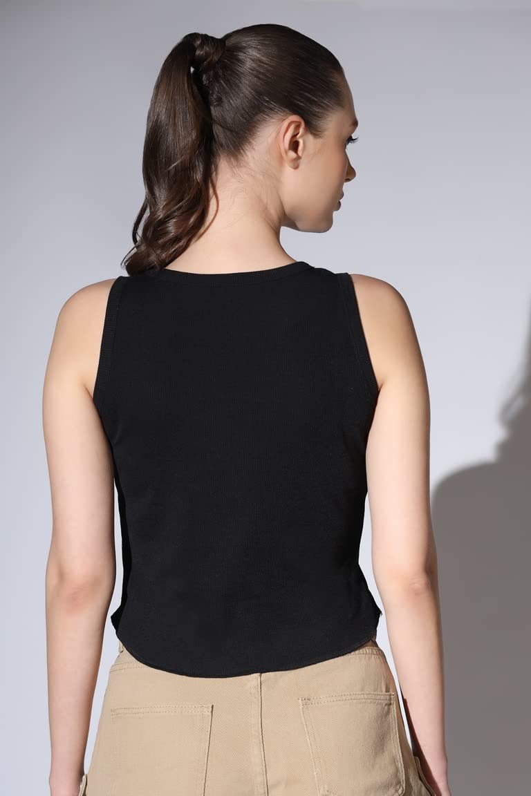 OM SAI LATEST CREATION Crop Tops for Women || Ribbed Solid Chest Printed Crop Top for Girls || Text & Hart Print with Round Neck