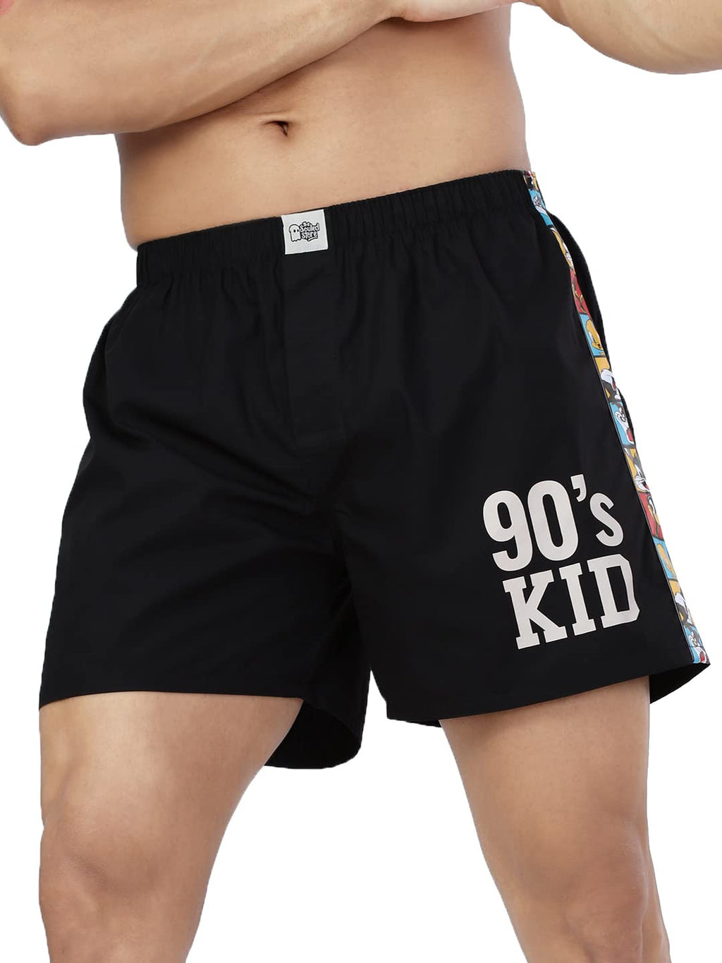 The Souled Store|Men & Boys Official Looney Tunes 90s Kid Black Color| Printed 100% Cotton|Poplin Short Boxer