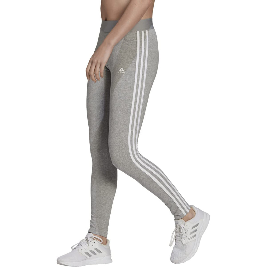 adidas Women's Essentials 3-stripes Leggings, Medium Grey Heather/White, Large