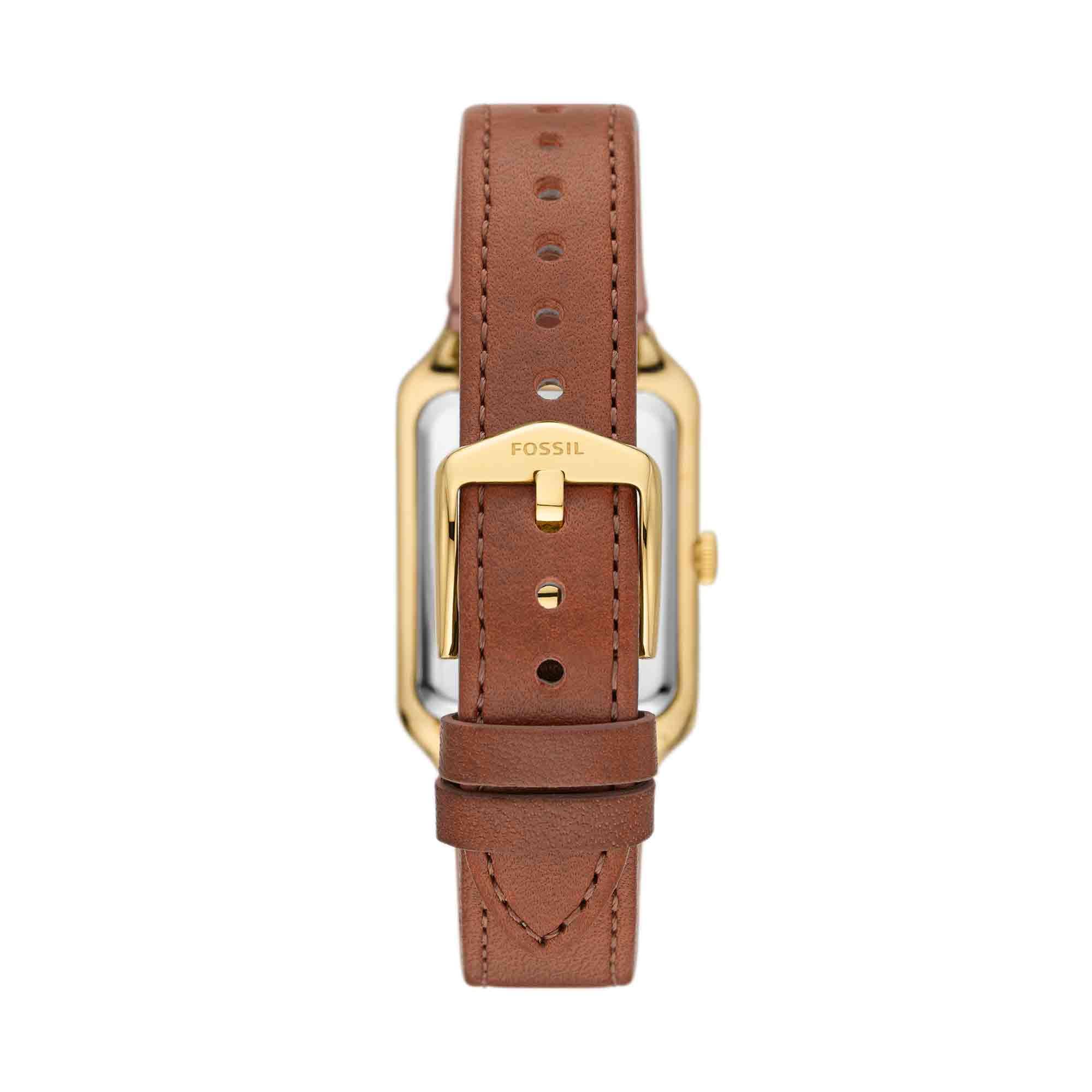 Fossil Women's Raquel Quartz Stainless Steel and Leather Three-Hand Watch, Color: Rose Gold, Brown (Model: ES5307)
