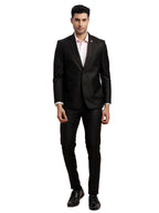 Turtle Men Polyviscose Tailored Fit Black Formal Suits (2 Piece)