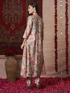 ANNI DESIGNER Womens Rayon Blend Straight Printed Kurta with Pant (Bhaskar Grey_S_Grey_Small)
