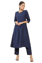 Soch Women Dark Blue Embellished Crepe Kurta Set