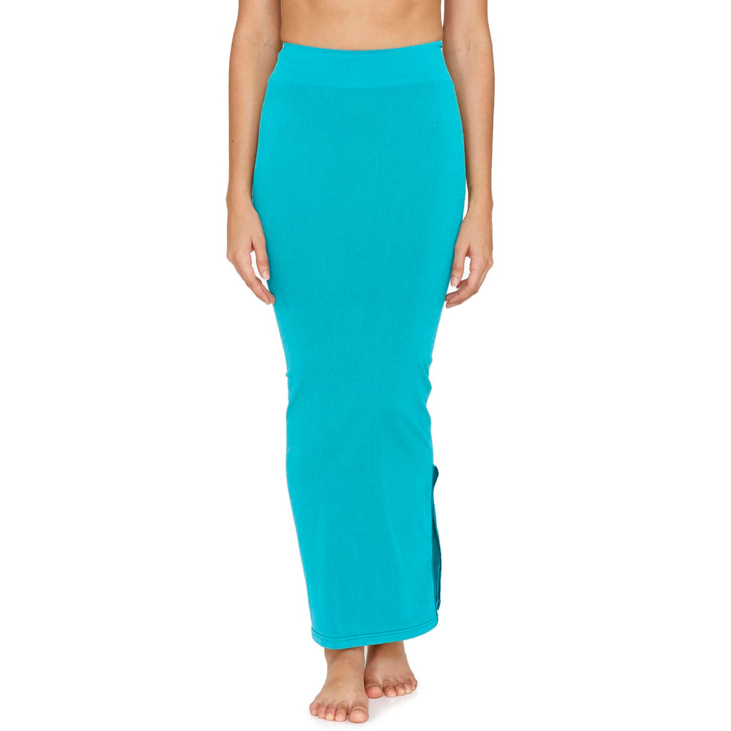 Zivame All Day Seamless Mermaid Saree Shapewear with Removable Drawcord for Women - Turq Blue