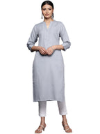Libas Women'S Rayon Blend Solid Straight Kurta (26311_Grey