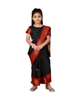Aarika Girls Ethnic Wear Black Colour Kajol Silk Saree (3-9 Years)
