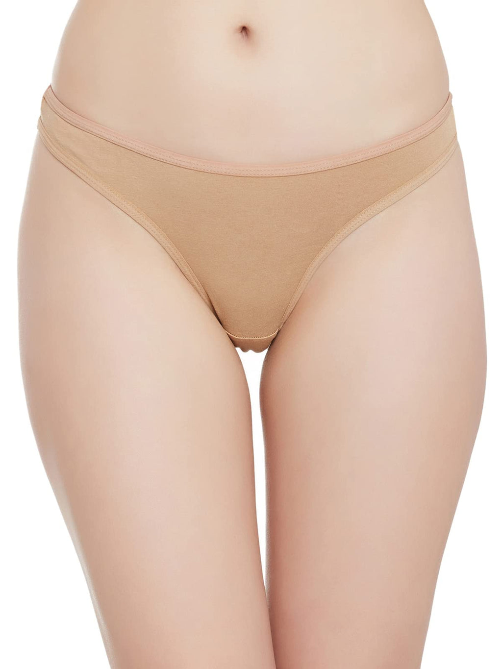 Clovia Womens Cotton Low Waist Thong (PN1155P24_Beige_XXL)