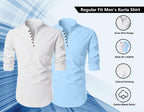 Finivo Fashion MenS Cotton Blend Regular Fit Solid Casual Kurta Shirt Pack Of 2