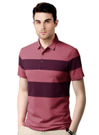 Noble Monk Mens Polo Neck Half Sleeves Color Blocked T-Shirt
