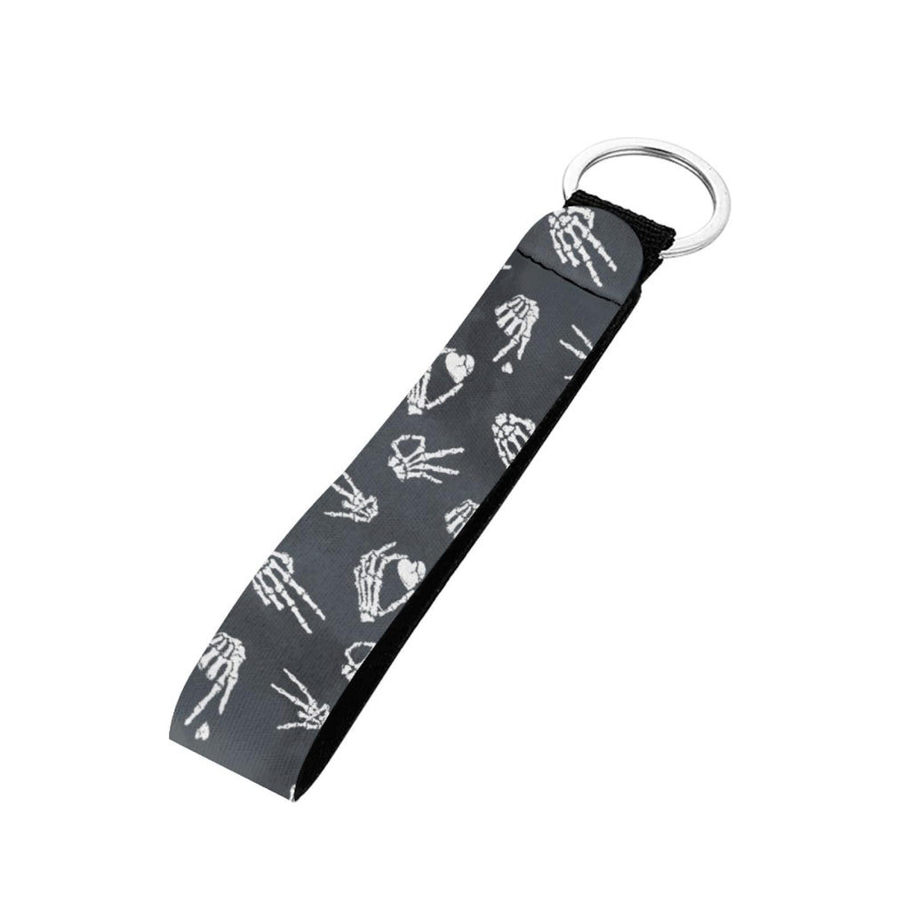 SEANATIVE Skeleton Hand with Heart Printing Keychain Wristlet Strap for Key Hand Wrist Lanyard Keyring Holder Halloween Decor