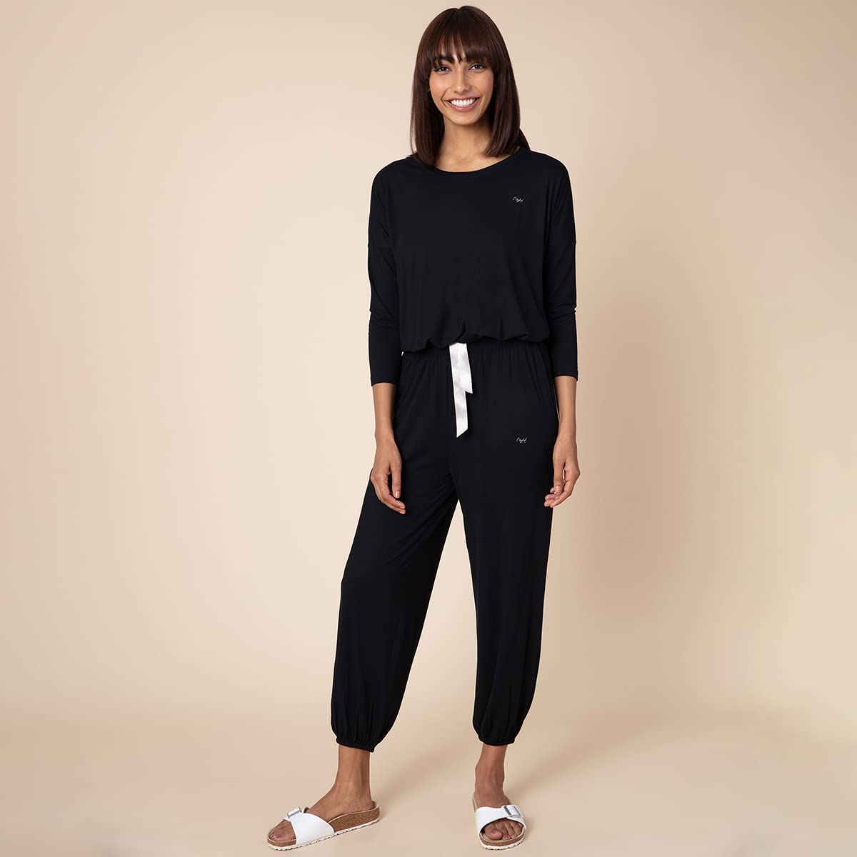 Nykd WomenS Comfortable Everyday Sleep And Lounge Top & Pajama Set/Night Suit With Full Sleeves, Tie-Up Top Detailing And Pocke