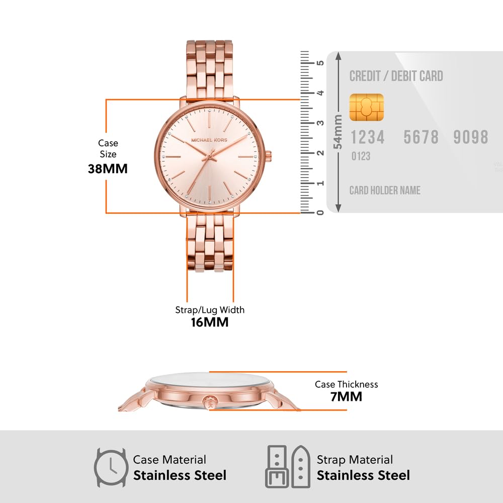 Michael Kors Pyper Three-Hand Rose Gold-Tone Stainless Steel Women's Watch (Model: MK3897)