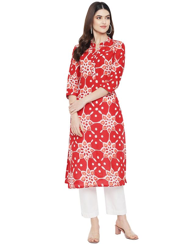 Pinkmint Women Cotton Kurti Ll Stright Printed Collared V Neck Kurta Ll Stylish Regular Fit KurtiS (Pack Of 01)