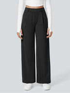 ADDYVERO High Waisted Side Pocket Straight Leg Work Pants Black