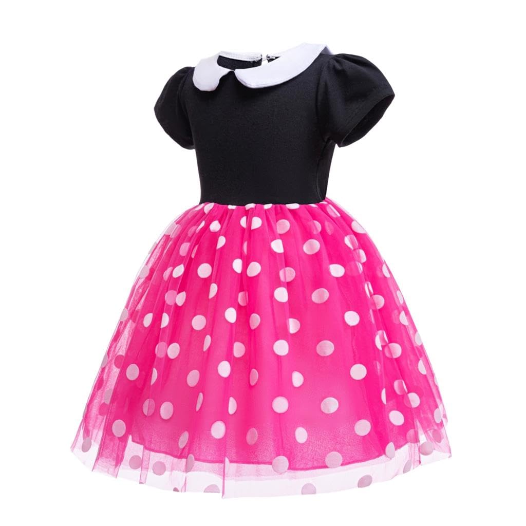 Dressy Daisy Toddler Girls Polka Dots Fancy Dress Up Halloween Costume Birthday Party Outfit with Mouse Ears Headband Size 2T to
