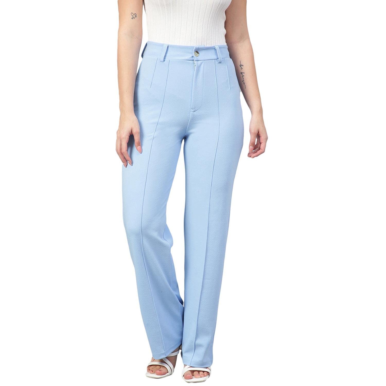 Kotty Womens High Rise Viscose Rayon Solid Trousers