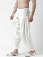 Kisah Mens Patiala, Rayon Solid Dyed Off White Patiala Pant For Men, 40