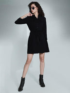 High Star Women'S Cotton Tulip Knee-Length Dress (Hswdrswip861_Black