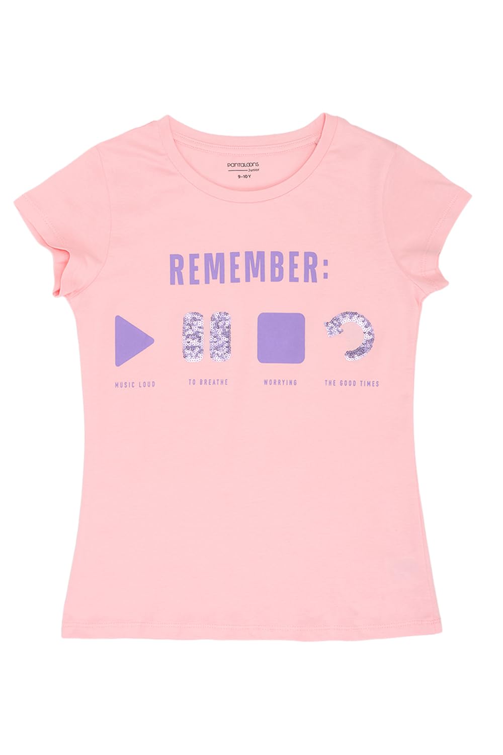 Pantaloons Junior Girls Typographic Print Half Sleeve Tshirt 15-16