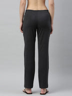 Enamor Essentials Womens Mid Rise Slim Fit Straight Leg Breathable Stretch Cotton Lounge Pants with Drawstring and Invisible Zip