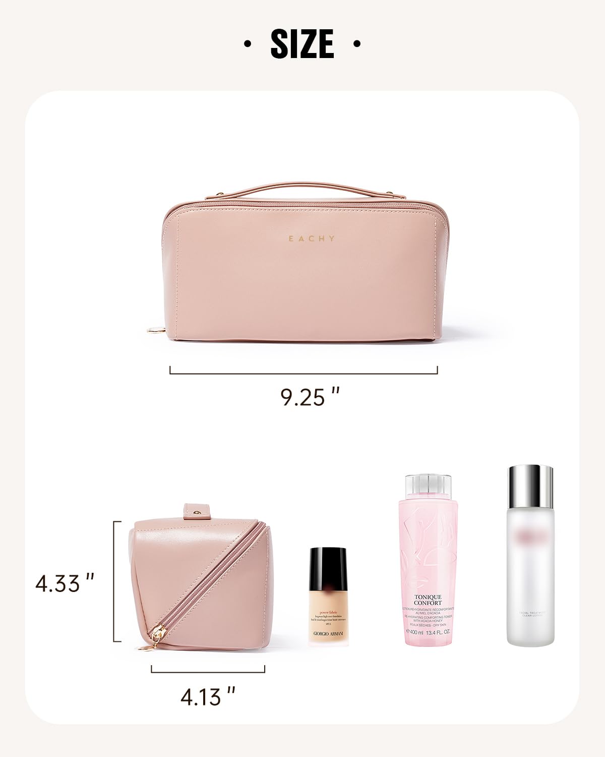 EACHY Travel Makeup Bag,Large Capacity Cosmetic Bags for Women,Waterproof Portable Pouch Open Flat Toiletry Bag Make up Organize