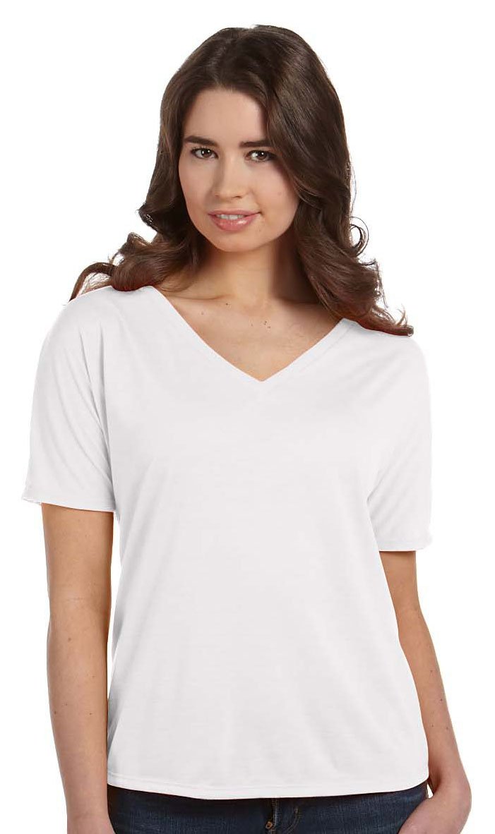 Ladies Slouchy V-Neck T-Shirt - BLAcK - S(D0102H7W1PP)