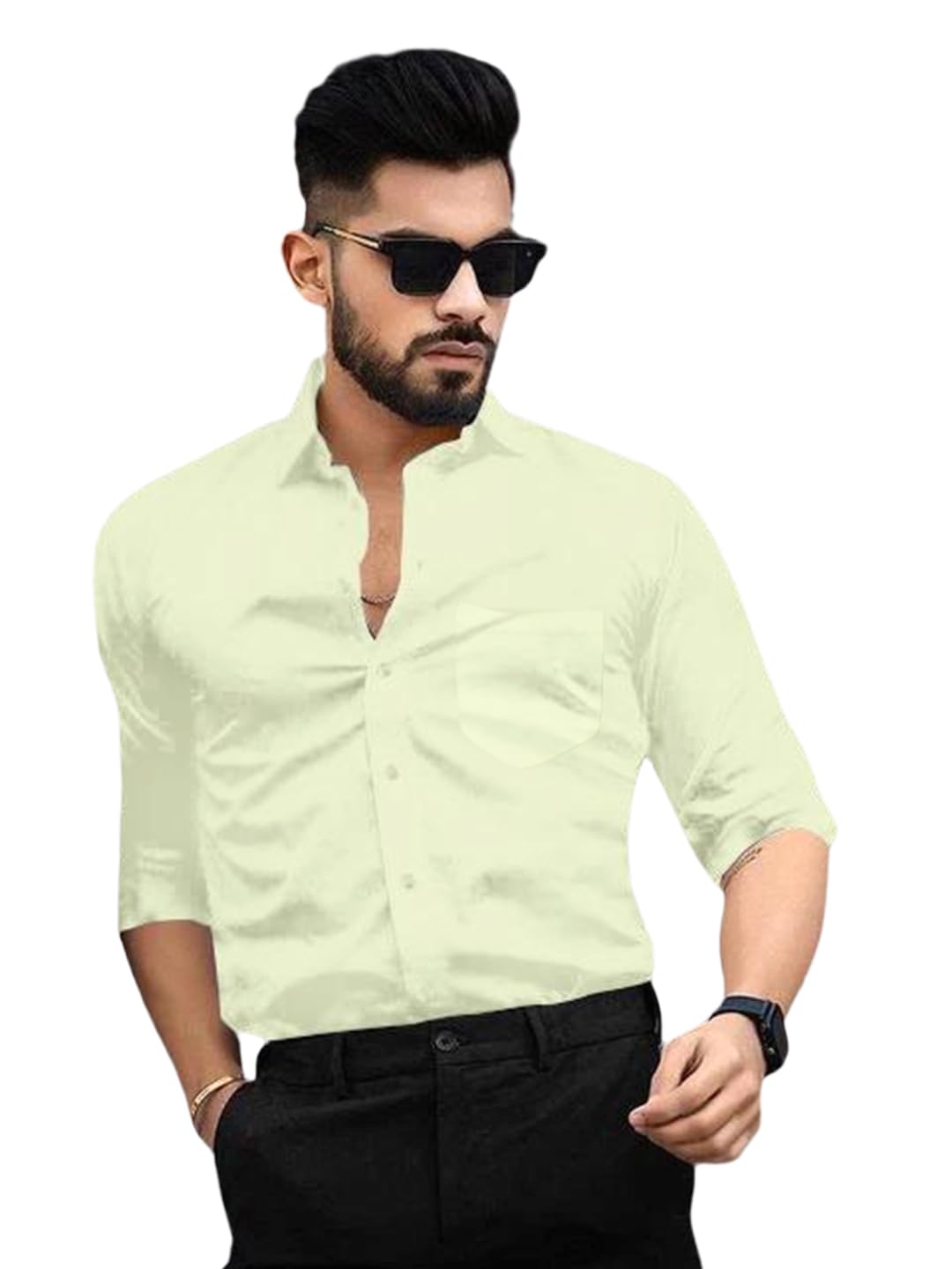 Pinkmint MenS Solid Shirt | Soft Cotton Blend | Casual Shirt | Plain | Full Sleeve - Regular Fit (Available In Plus Size And Pa
