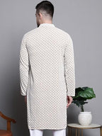 Jompers Men Sequin Embroidered Pure Cotton Kurtas