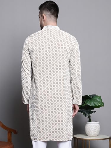 Jompers Men Sequin Embroidered Pure Cotton Kurtas
