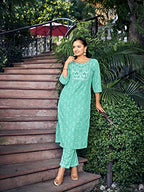 Nainvish Women Kurta With Pant (Sd443_Kb-L) Ocean Blue