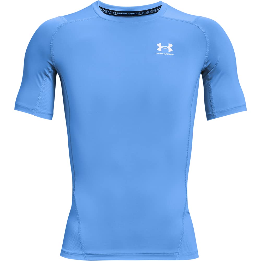 Under Armour Men's Armour HeatGear Compression Short-Sleeve T-Shirt , Carolina Blue (475)/White, Large