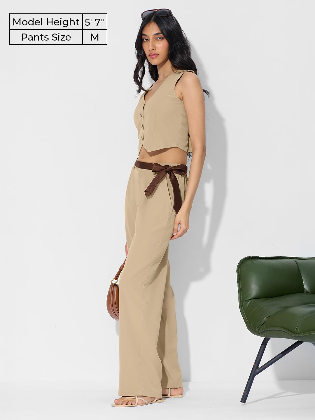 The Souled Store Solids: Sapphire Women and Girls Buttoned Polyester Straight Fit Pants