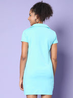 Juneberry Women Polo Collar Bodycon Atomizer T-Shirt Dress With Typographic Print